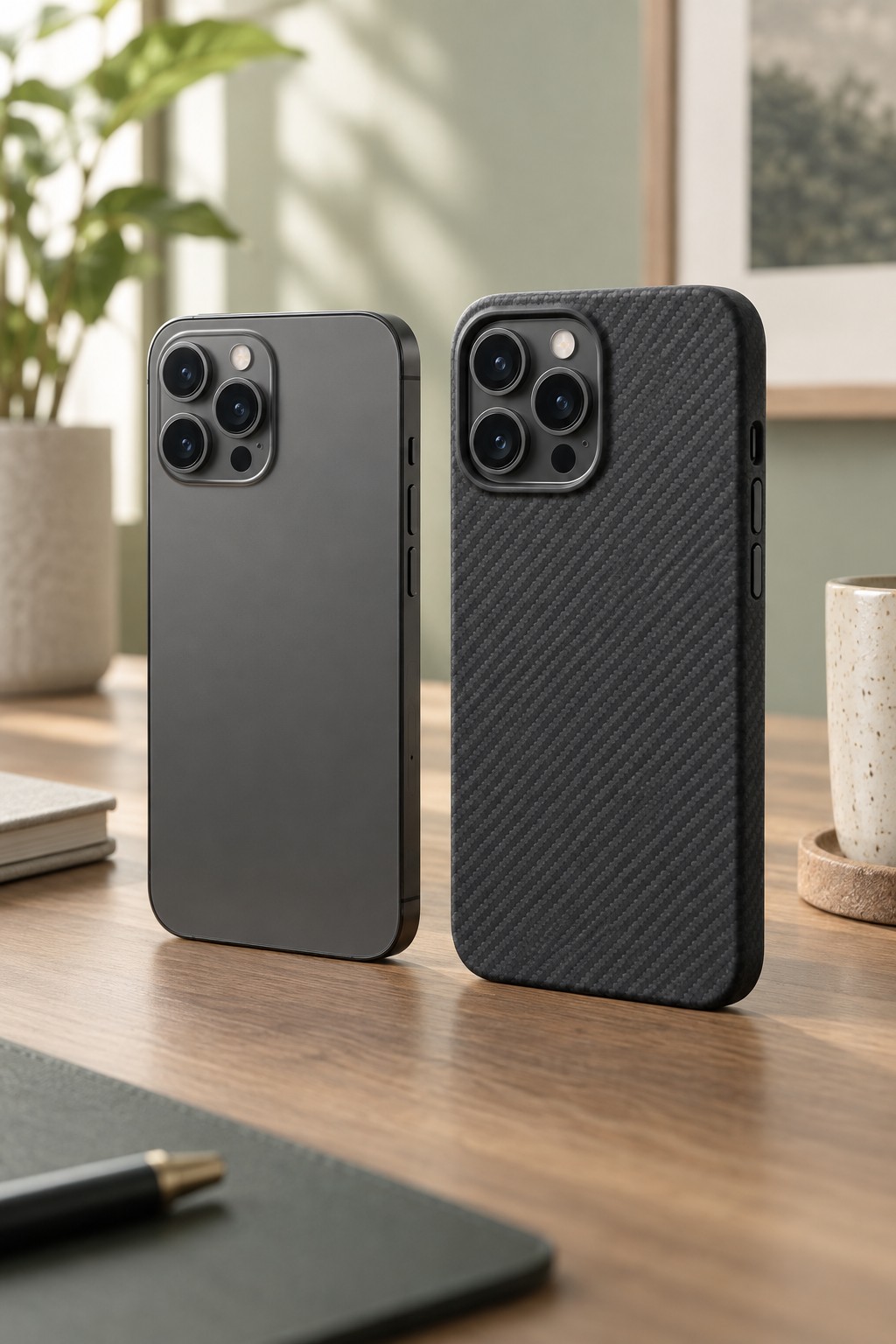 Illustrative unbranded phone and fitted protective case, highlighting camera cutout alignment